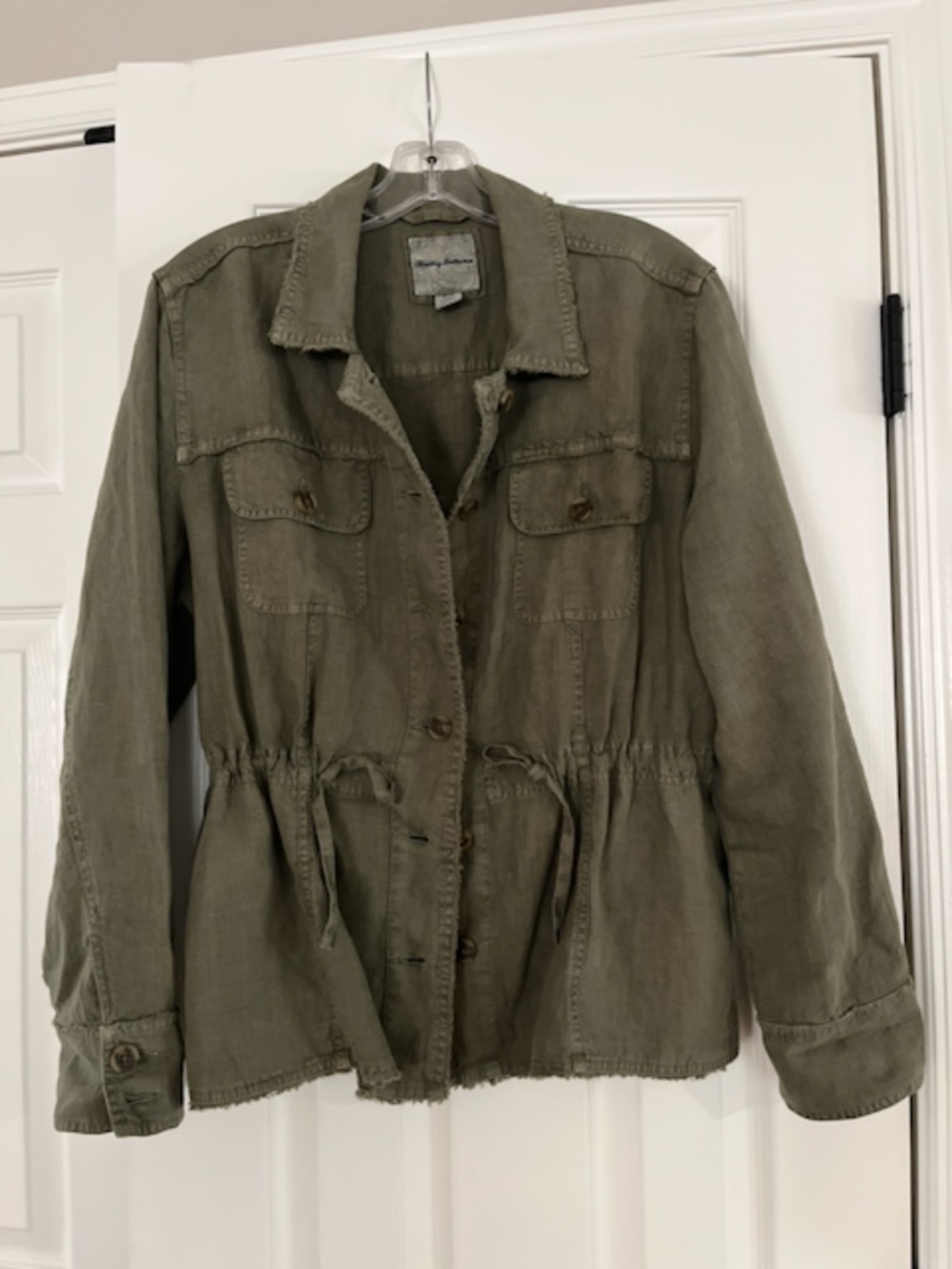 Tommy Bahama Two Palm Raw Edge Linen Utility Jacket - Dark Fern